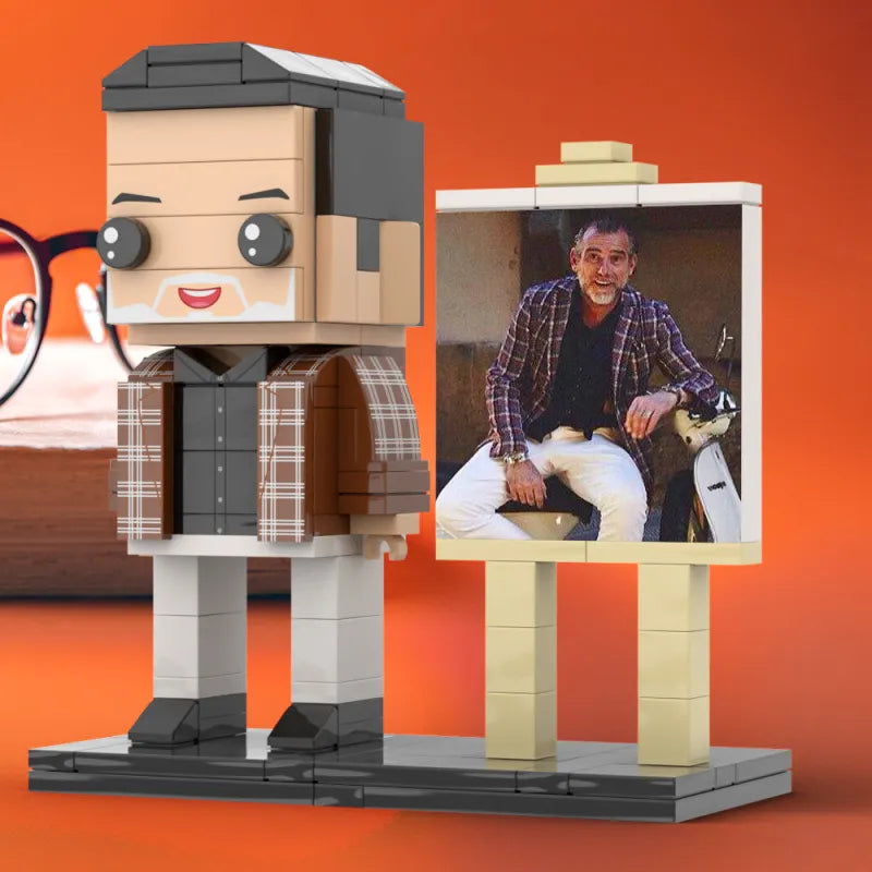 Full Body Custom 1 Person Brick Figures with Frame Personalized Photo Father's Day Gift