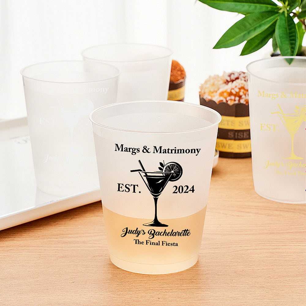 Personalized Margs & Matrimony Disposable Plastic Cups for Bachelorette Bridal Party Supplies Gift