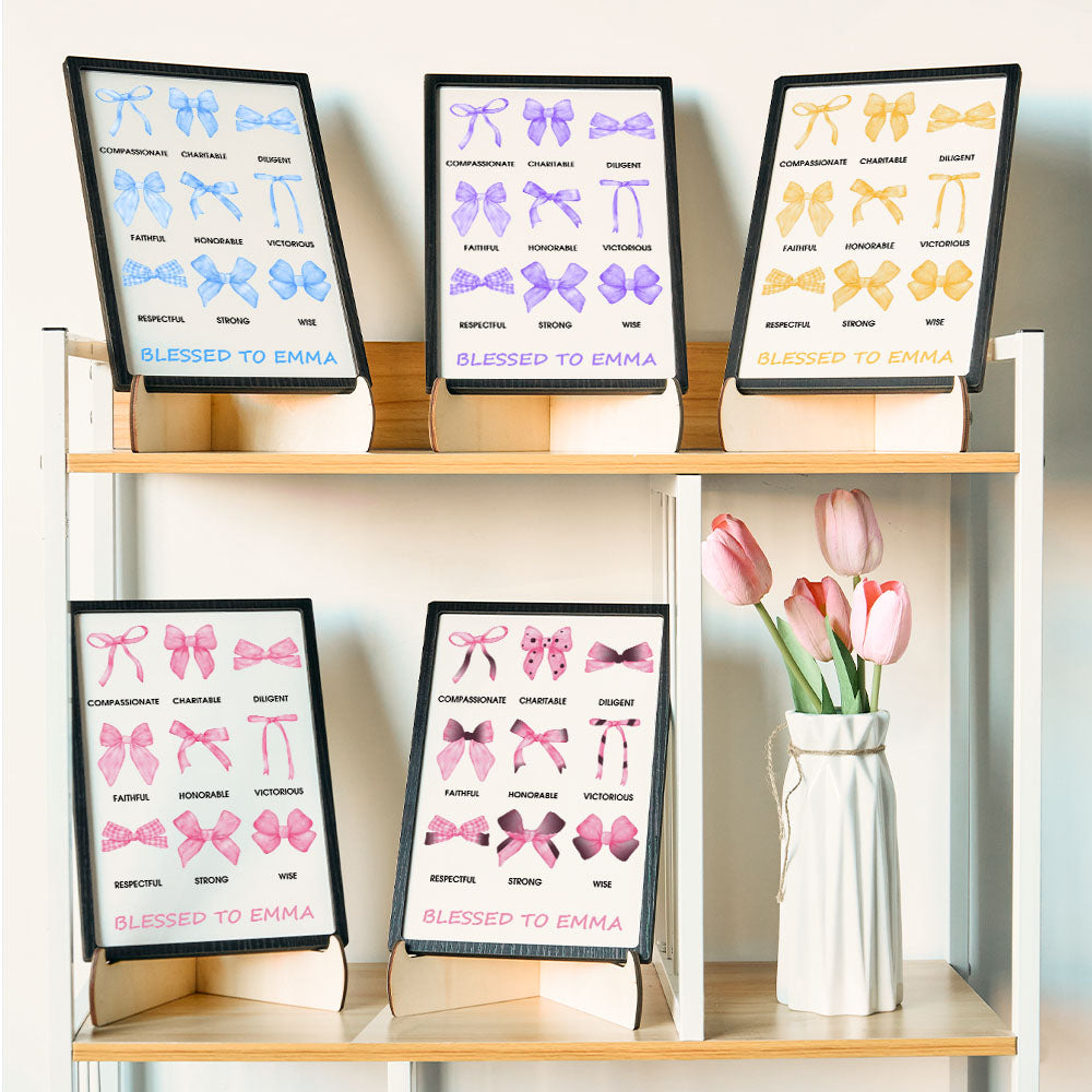 Personalized Bow Wooden Plaque with Biblical Text Birthday Gift for Her