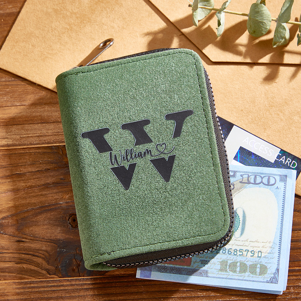 Personalized Leather Wallet with 18 Card Slots Card Holder Wallet Birthday Gift for Him