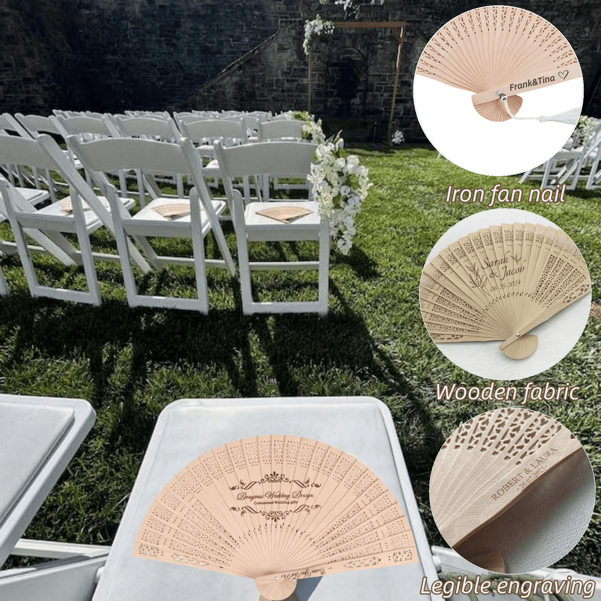 Wooden fan for weddings