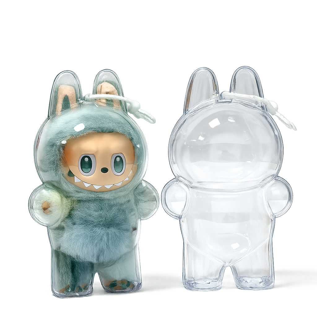 Protective Case for LABUBU Fall in Wild/ Let's Checkmate, Display Box Hard Cover Accessories with Keychain for Exciting Macaron with Costumes