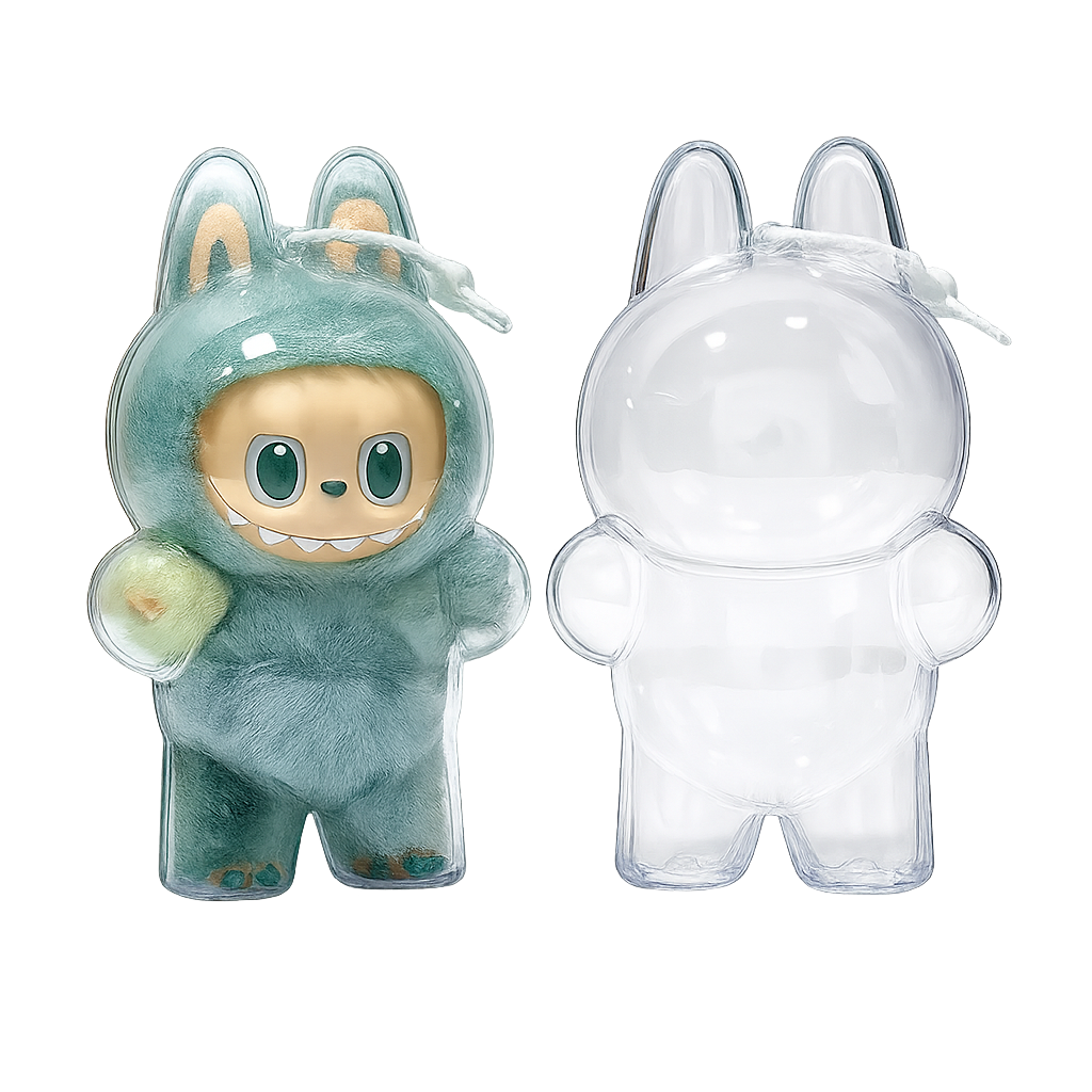 Protective Case for LABUBU Fall in Wild/ Let's Checkmate, Display Box Hard Cover Accessories with Keychain for Exciting Macaron with Costumes