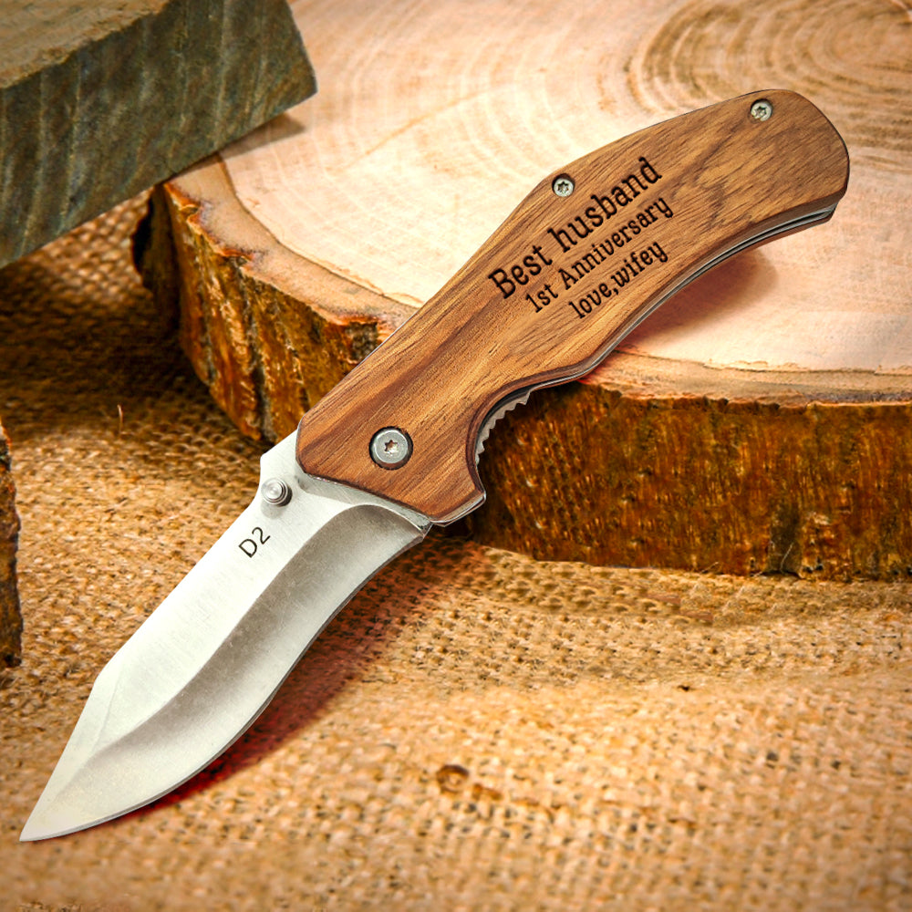 Custom Engraved Pocket Knife Best Husband Stainless Steel Folding Knife