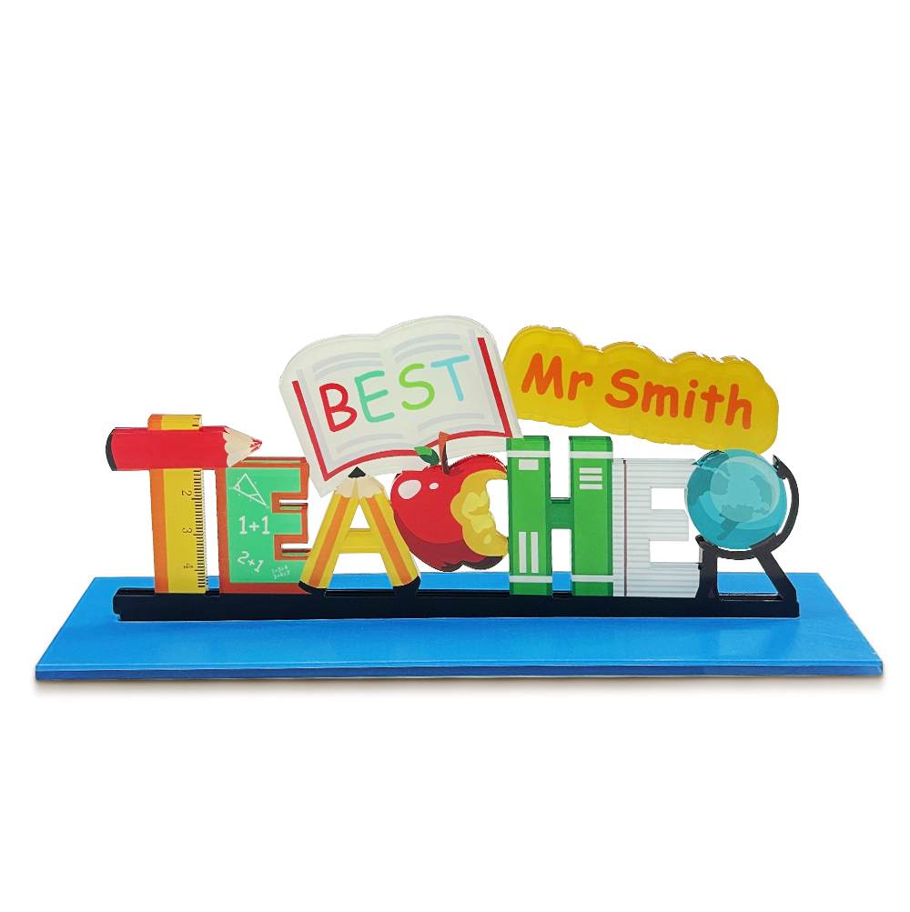 Custom Name Teacher Appreciation Table Decoration Best Teacher Sign