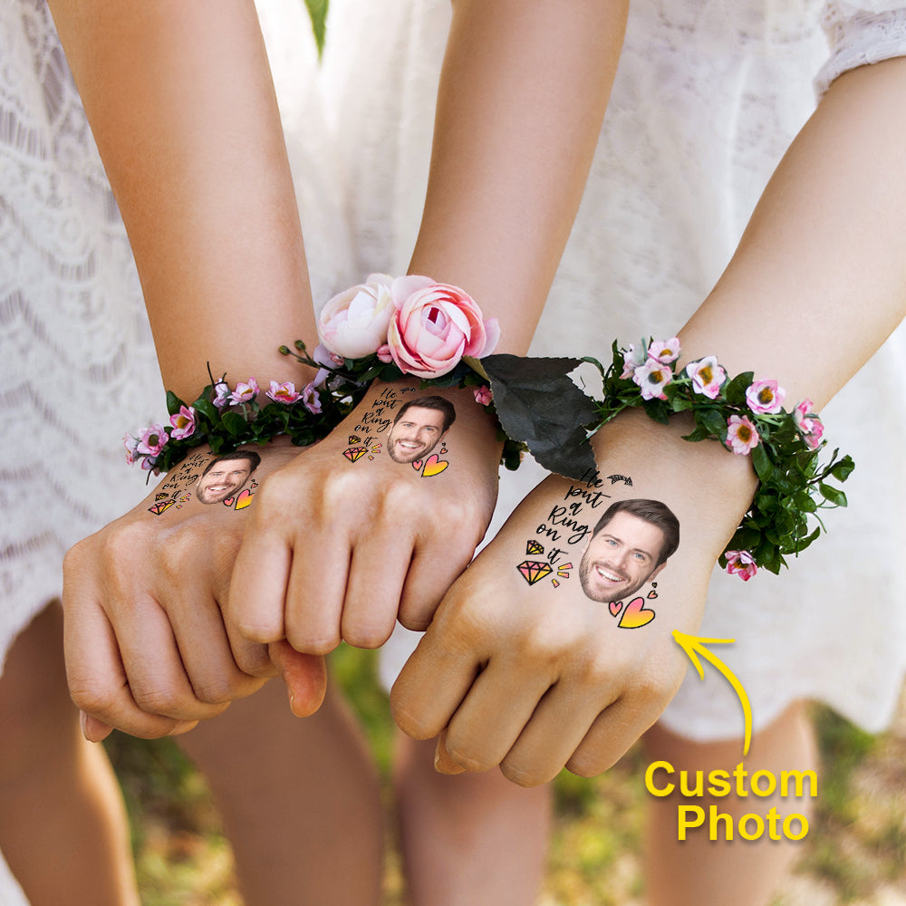 Personalized Waterproof Temporary Face Photo Tattoo Stickers with Name Set of 15 Bachelorette Party Birthday Wedding Favors