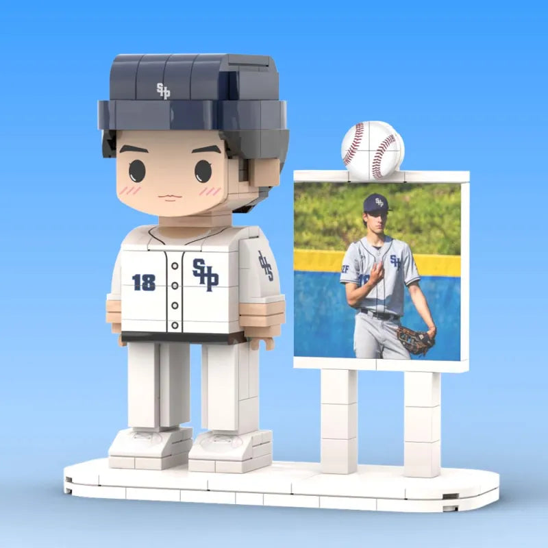 Body Customized 1 Person Brick Figures with Photo Baseball Theme Gift Birthday Gift Valentines Gift Father's