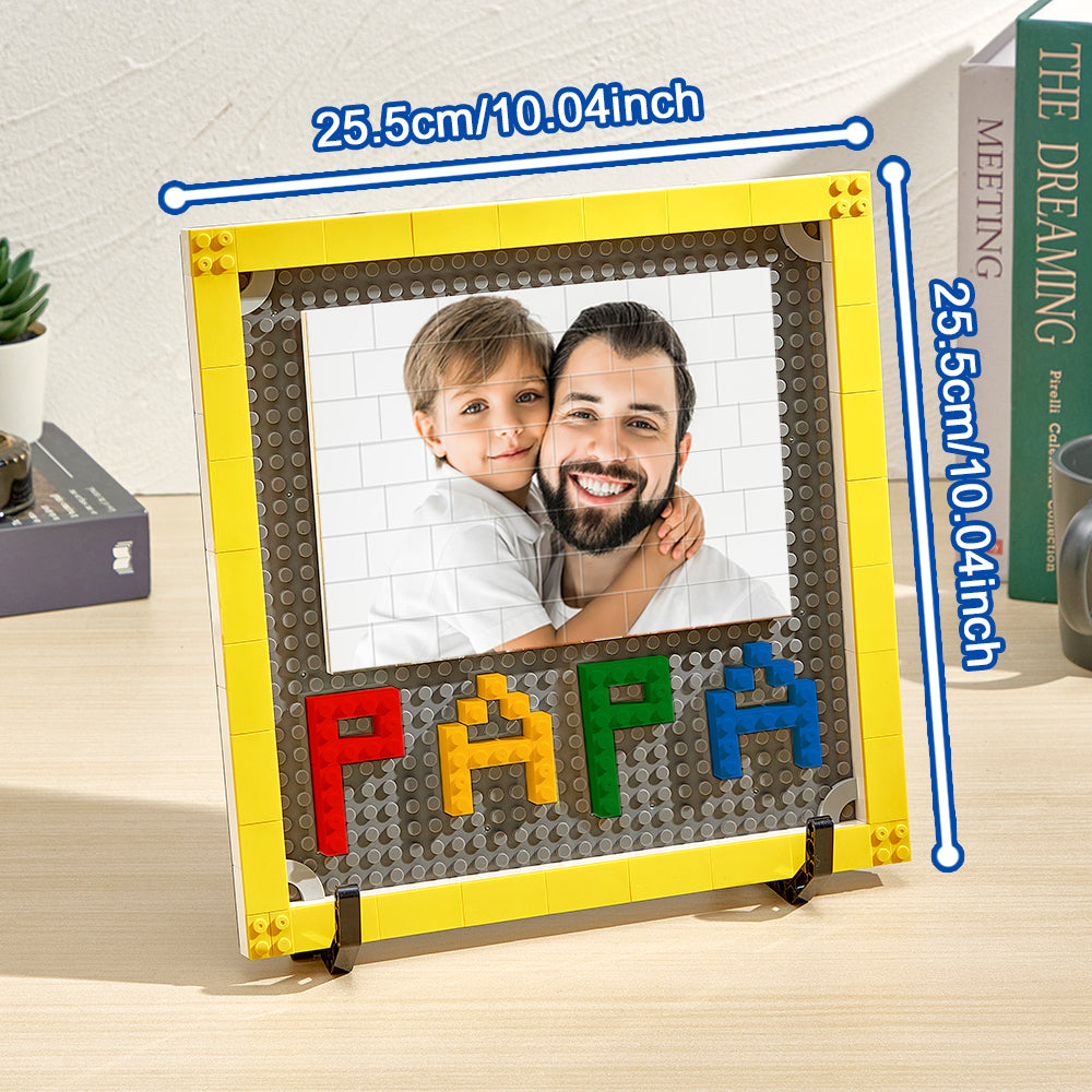 Personalized Photo Building Brick Puzzles Custom Papa Building Block Picture Frame Father's Day Gifts