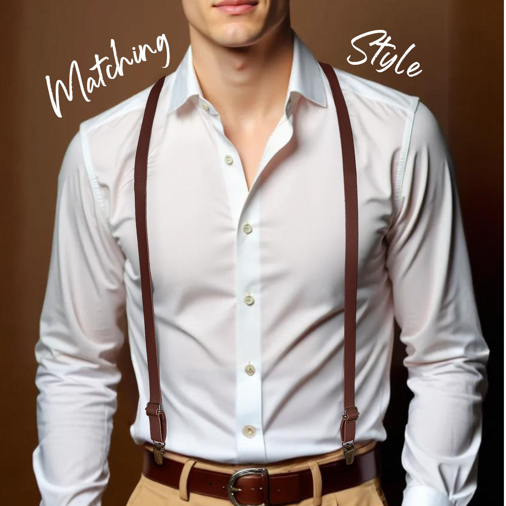Personalized Men's PU Suspenders with Engraved Name Gift for Men Groomsmen Accessory