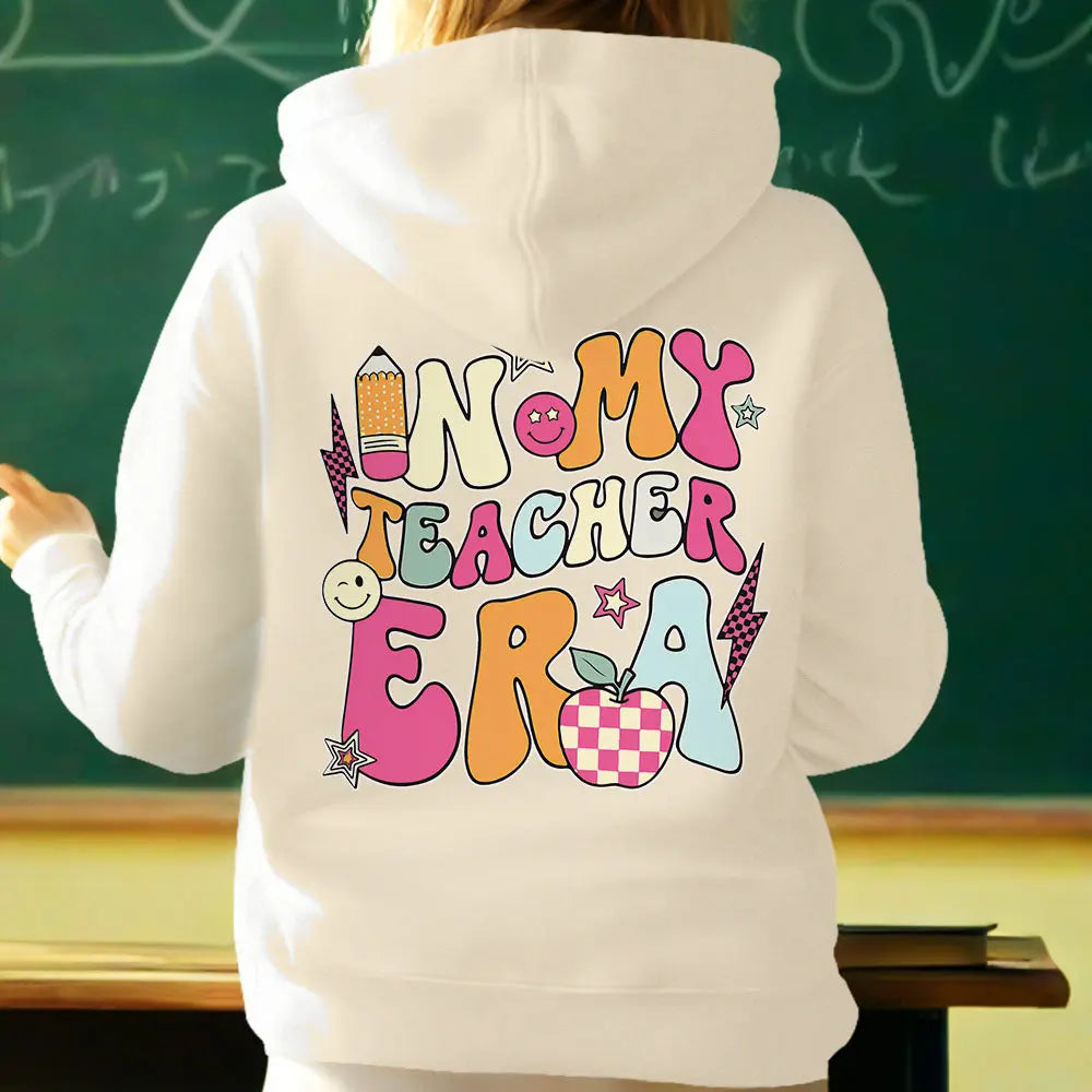 Personalized In My Teacher Era Hooded Sweatshirt Teacher Custom Name Hooded Sweatshirt Back to School Gifts