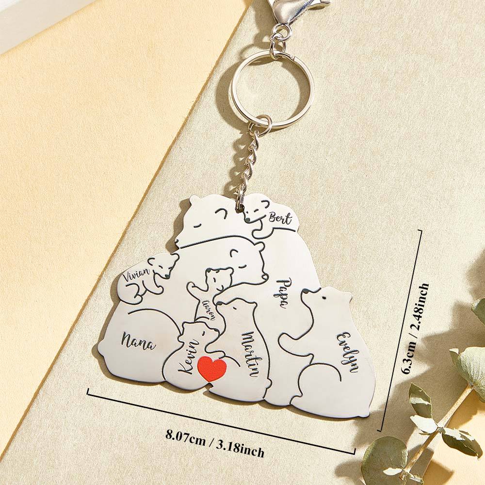 Personalized Engraved Papa Mama Bear Keychain Family Keepsake Gift for Dad Mom