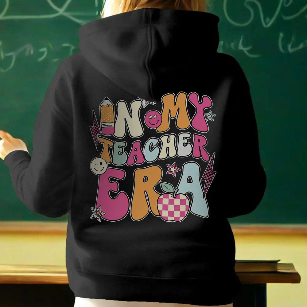 Personalized In My Teacher Era Hooded Sweatshirt Teacher Custom Name Hooded Sweatshirt Back to School Gifts