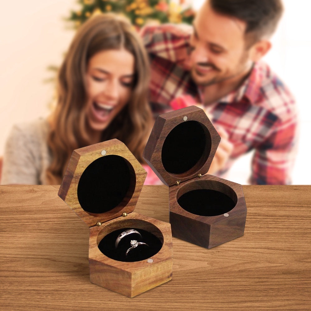 Customized Hexagon Wooden Jewelry Box Wedding Ring Box