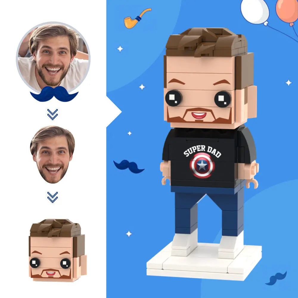 Gifts for Dad Custom Head Brick Figures Best Dad Brick Figures Small Particle Block Toy