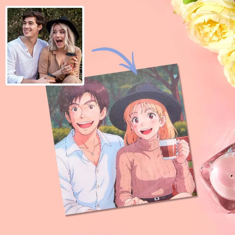 K-DualView Personalized Anime Style Lenticular Photo Frame Art Gift