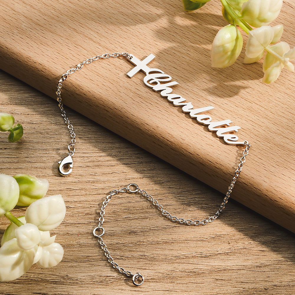 Custom Name Cross Bracelet | Personalized Jewelry for Unique Style