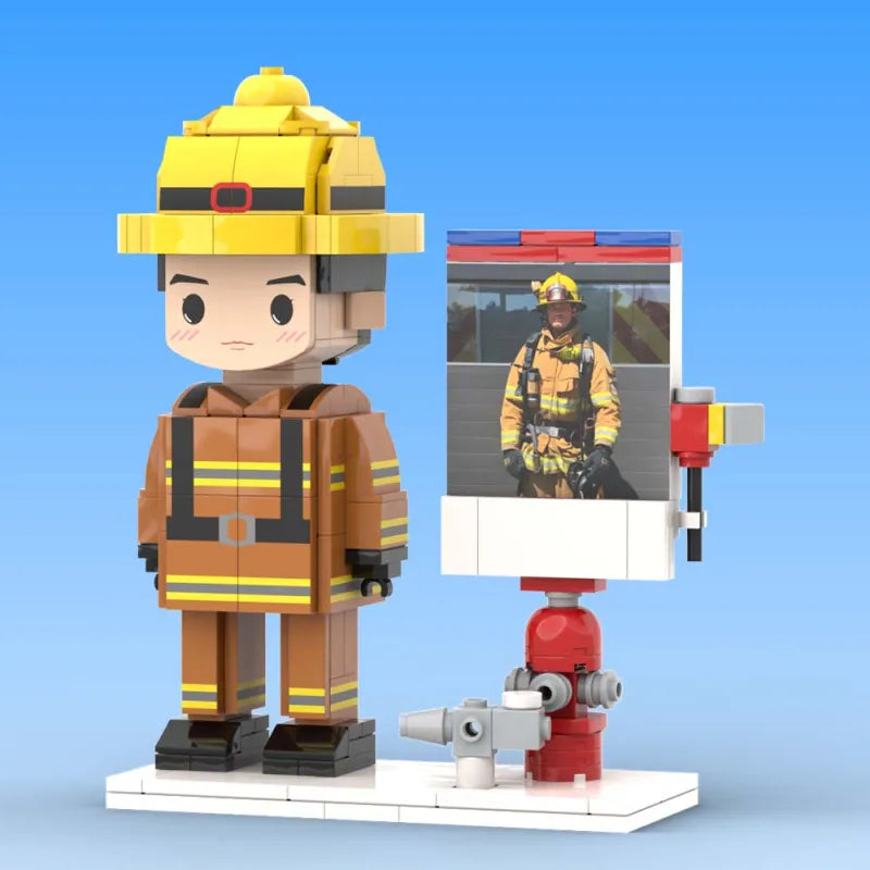 Body Customized 1 Person Brick Figures with Photo Firemen Theme Gift Birthday Gift Valentines Gift Father's