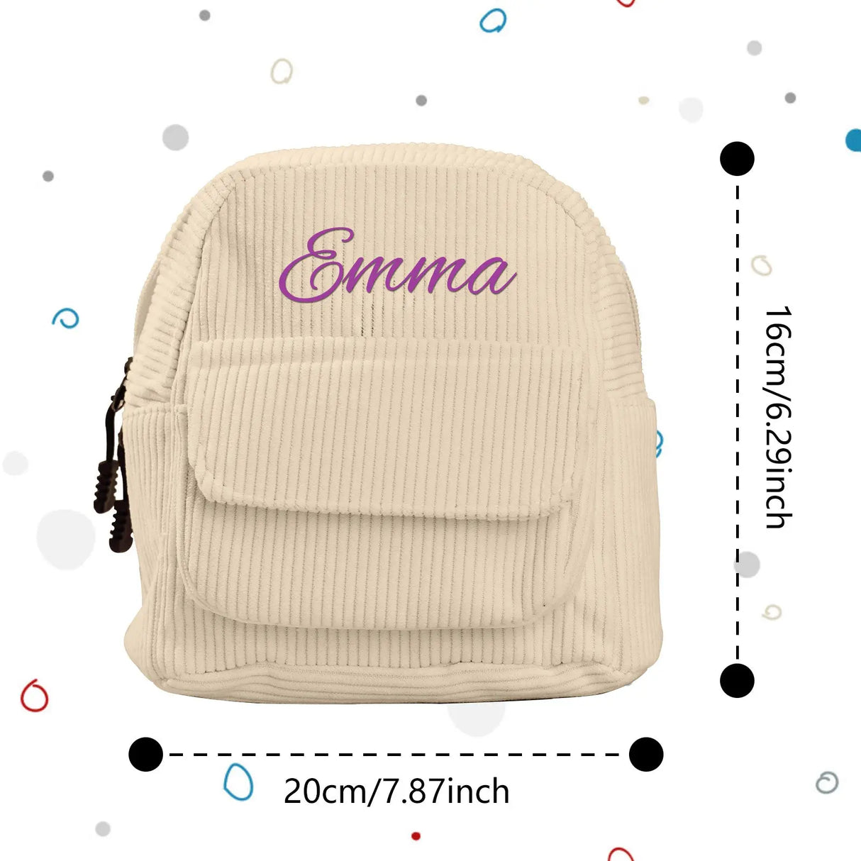 Personalized Mini Backpack with Name Corduroy School Bag Back to School Gift for Kids