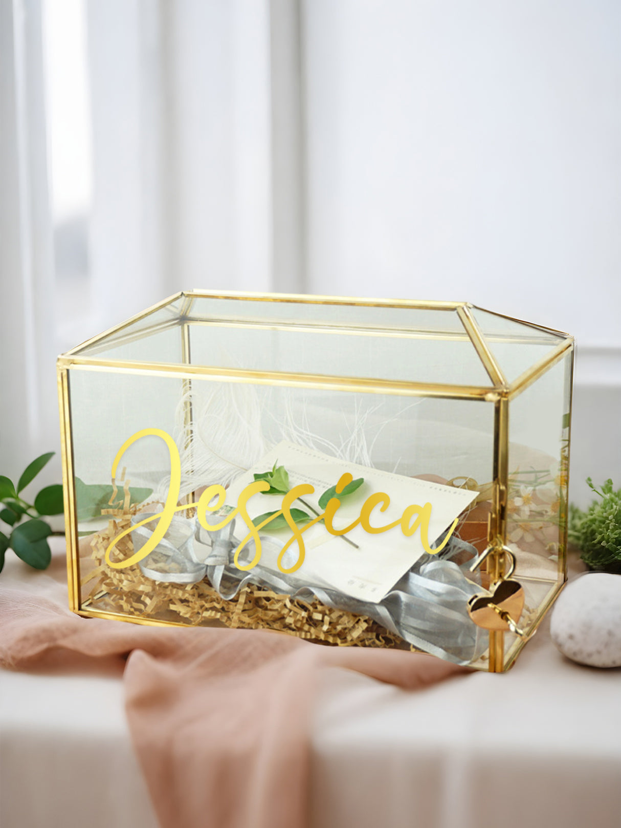 Personalized Engraved Glass Wedding Keepsake Box