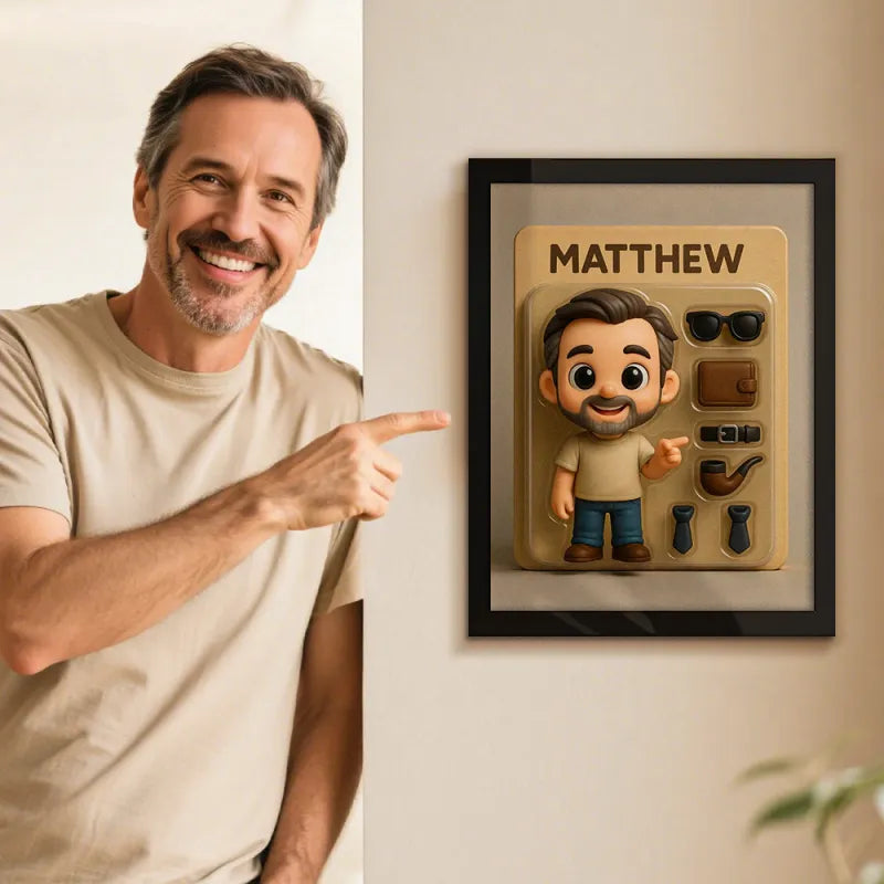 Fully Body Custom Action Figure Portraits Toy Box Art | Custom Photo Cartoon Style Frame Decorations Flat Printed Image in Reality