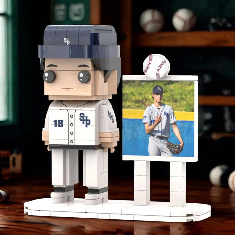 Body Customized 1 Person Brick Figures with Photo Baseball Theme Gift Birthday Gift Valentines Gift Father's