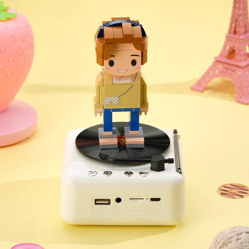 Customizable 1 Person Full Body Custom Brick Figures with Bluetooth Speaker Base Can Play Music Anniversary Gift