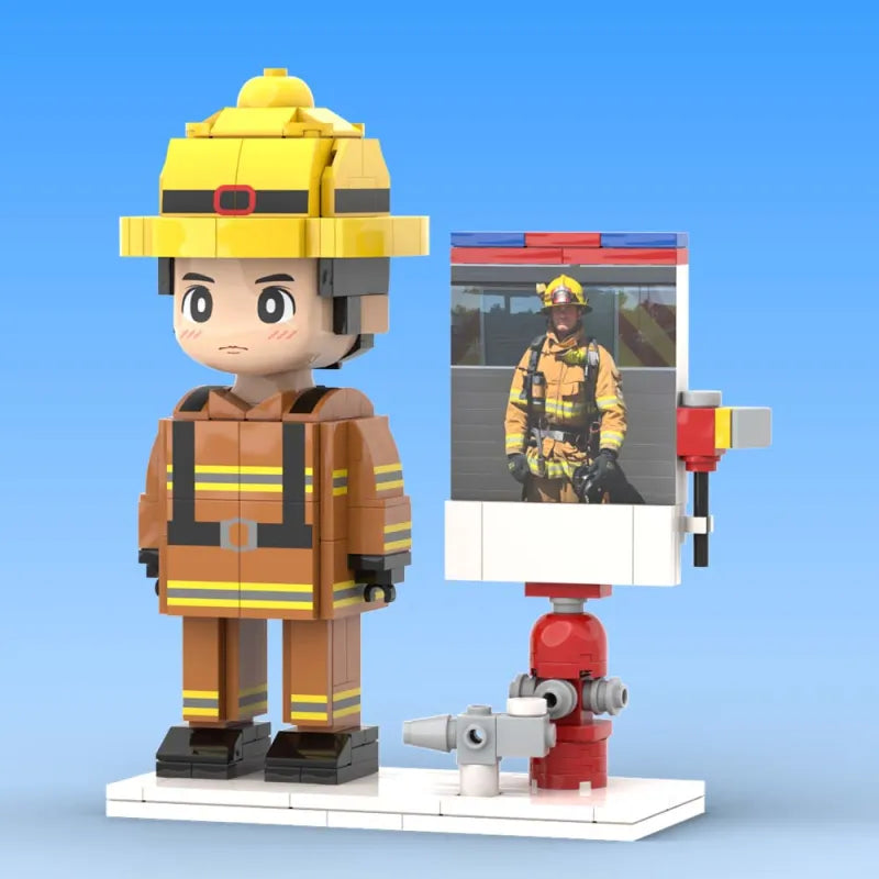 Body Customized 1 Person Brick Figures with Photo Firemen Theme Gift Birthday Gift Valentines Gift Father's