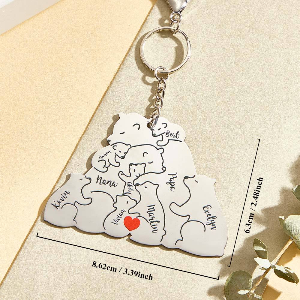 Personalized Engraved Papa Mama Bear Keychain Family Keepsake Gift for Dad Mom