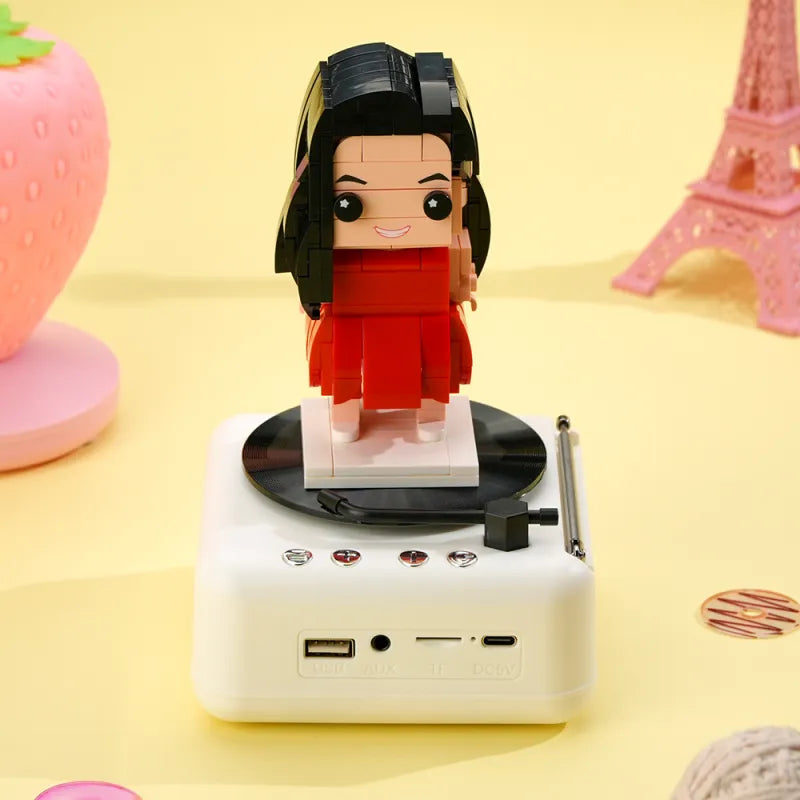 Customizable 1 Person Full Body Custom Brick Figures with Bluetooth Speaker Base Can Play Music Anniversary Gift