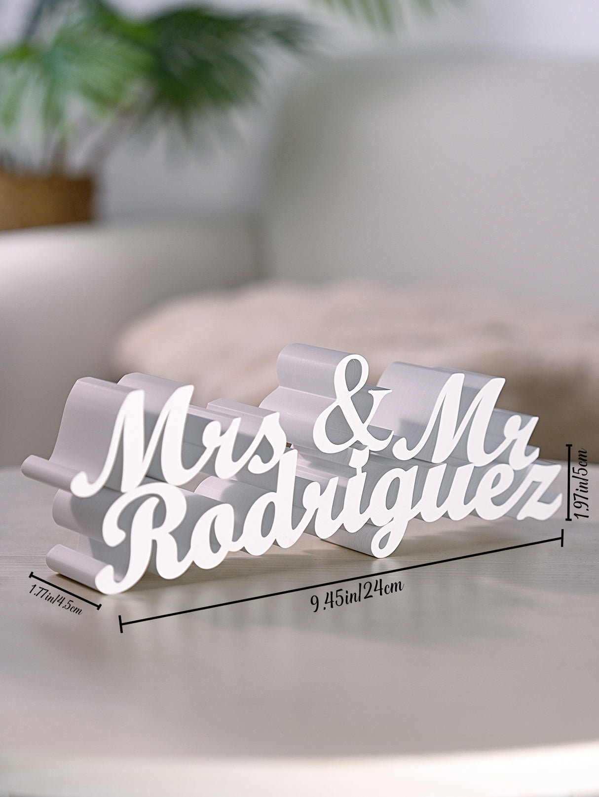 Personalized 3D Print Last Name Sign Custom Wedding Family Name Sign Wedding Tabletop Centerpieces for Wedding and Home