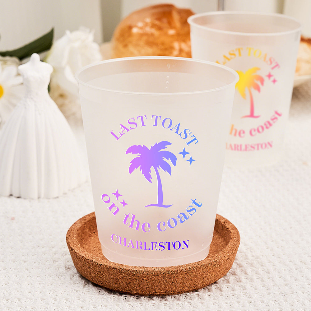 Personalized Last Toast On The Coast Plastic Disposable Cups Wedding Bachelorette Party Gift for Bridesmaid