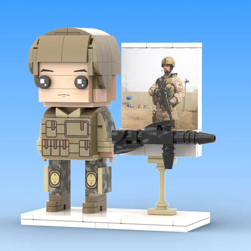 Body Customized 1 Person Brick Figures with Photo Soldier Theme Gift Birthday Gift Valentines Gift Father's