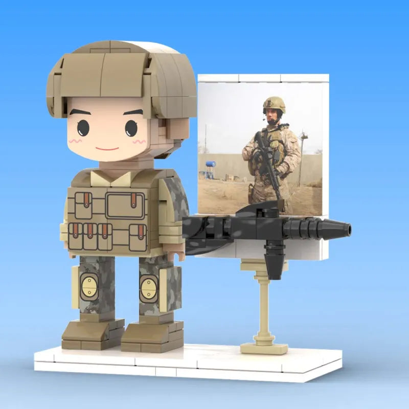 Body Customized 1 Person Brick Figures with Photo Soldier Theme Gift Birthday Gift Valentines Gift Father's