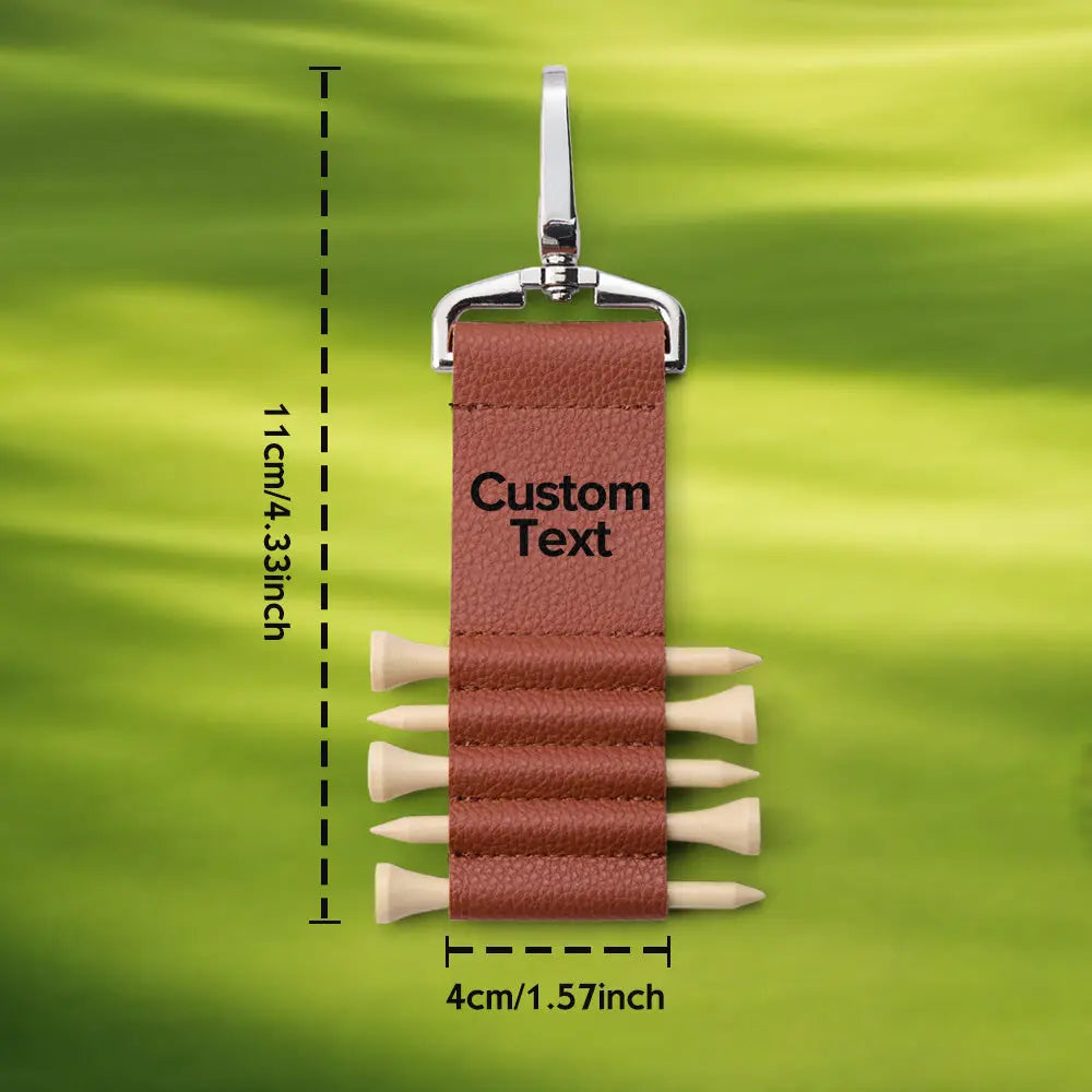 Personalized Text Golf Bag Tag Tee Holder with 5 Tees Golf Accessory Gift for Him
