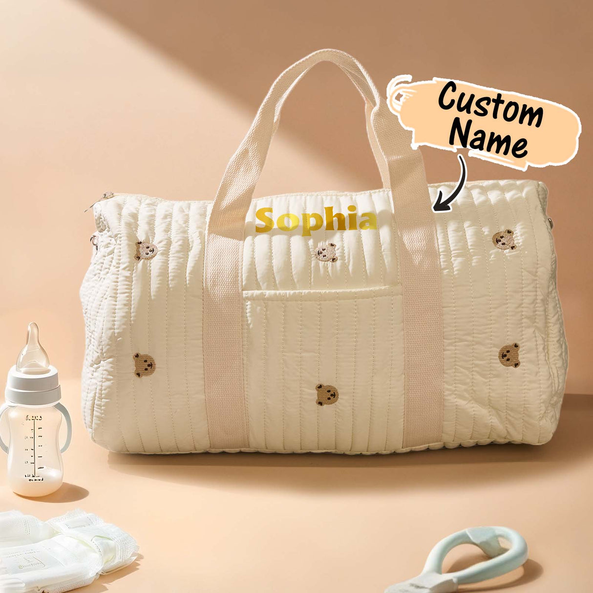 Personalized Cute Rabbit Bear Large Capacity Multiple Compartments Baby Hospital Bag Pregnancy Gift for Her