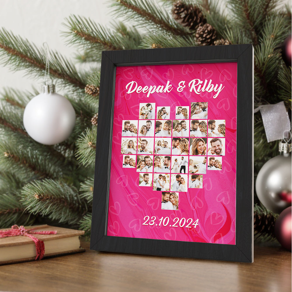 Heart Collage Photo Frame Custom Photo Frame Gift for Couple Wedding Gift
