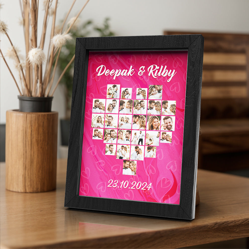 Heart Collage Photo Frame Custom Photo Frame Gift for Couple Wedding Gift