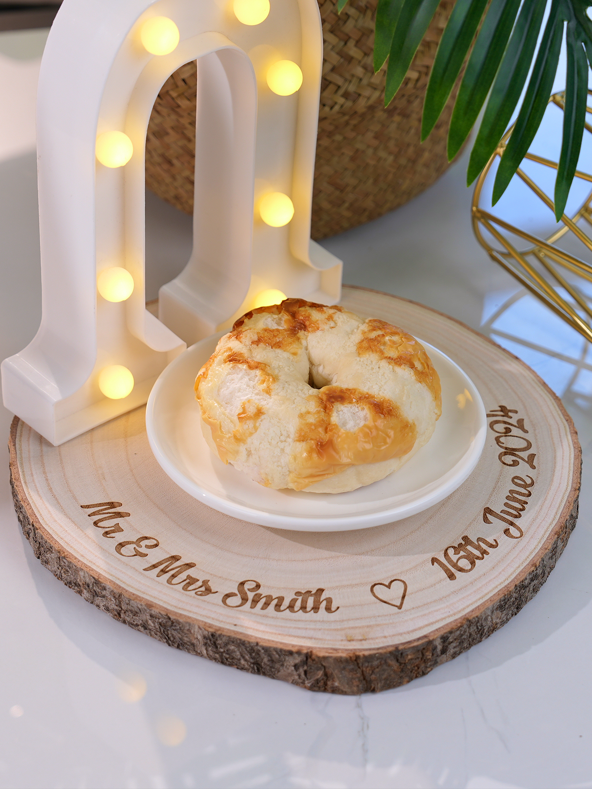 Personalized Engraved Wood Slice Wedding Cake Display Board