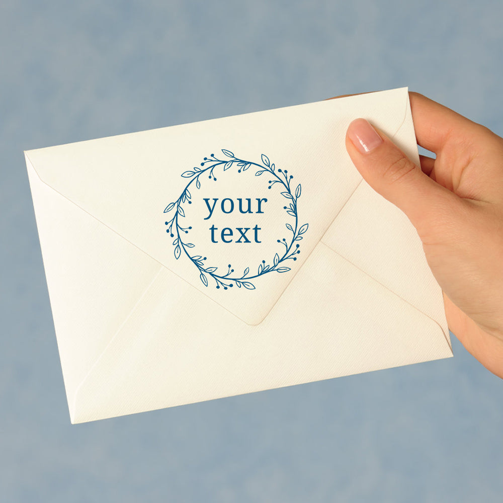 Personalized Vine Border Self Inking Stamp for Wedding - 5 Color Options
