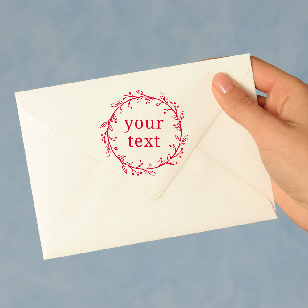 Personalized Vine Border Self Inking Stamp for Wedding - 5 Color Options