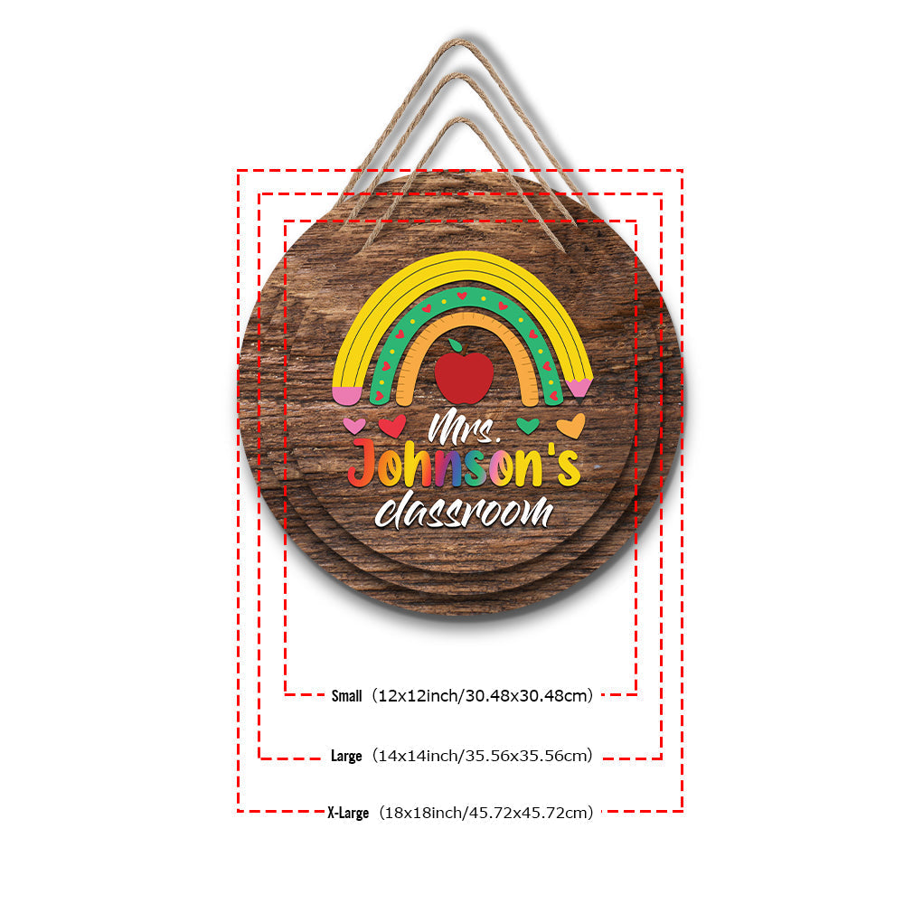 Custom Teacher Name Sign for Door, Teacher Personalized Rainbow Sign