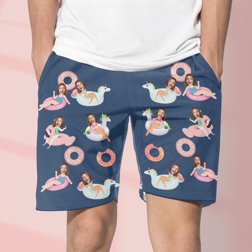 Custom Face Beach Trunk Shorts Swimwear Donut Outdoor Gifts