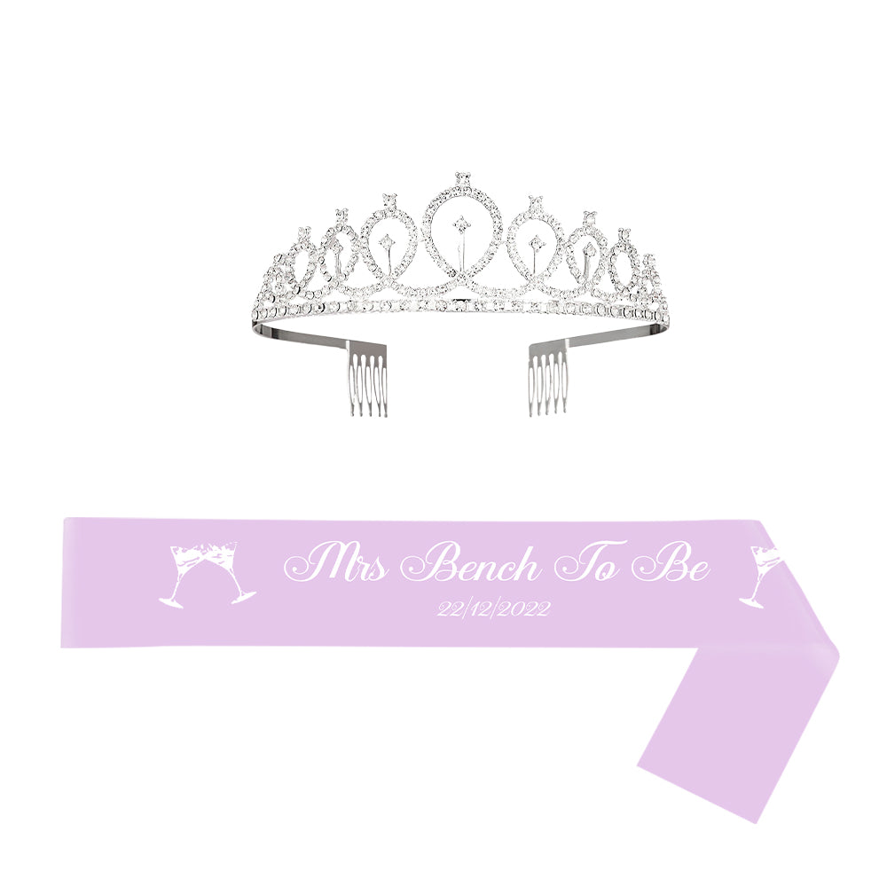 Custom Sash and Tiara Set Personalized Pattern Sash Rhinestone Crowns Party Decorations Kit for Women