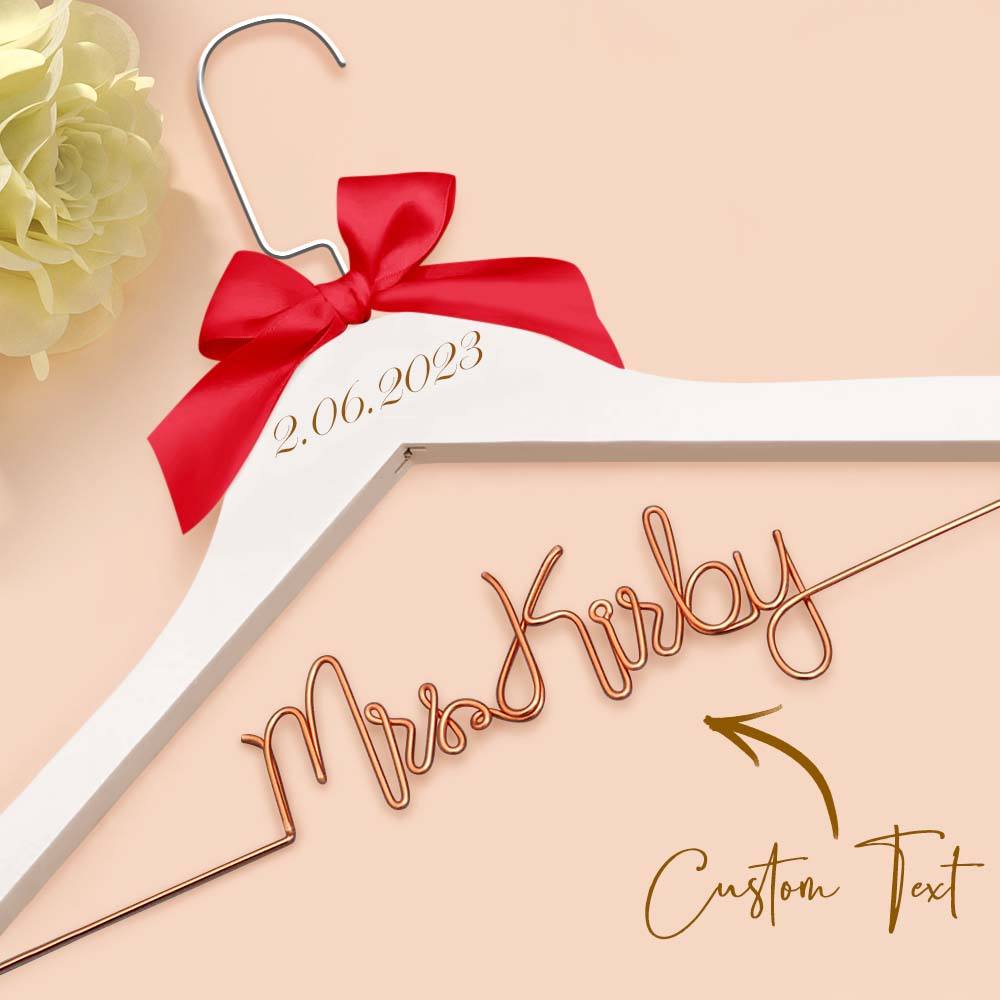 Customizable Text Name Date Bow Wedding Dress Hanger Gift for Weddings