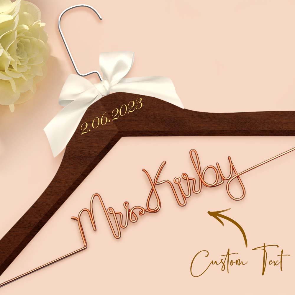 Customizable Text Name Date Bow Wedding Dress Hanger Gift for Weddings