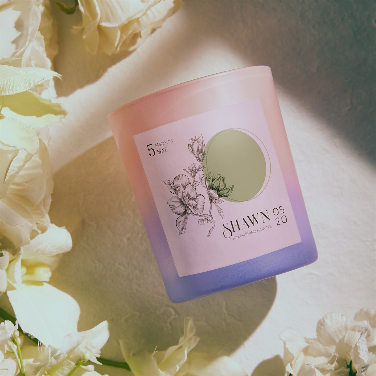 Personalized Hexagon Month Flower Scented Candle for Wedding Decor