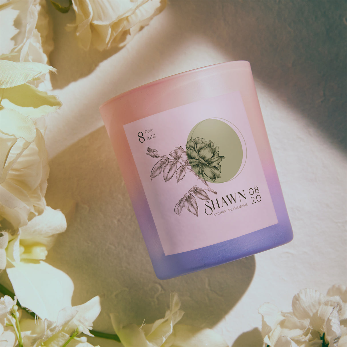 Personalized Hexagon Month Flower Scented Candle for Wedding Decor