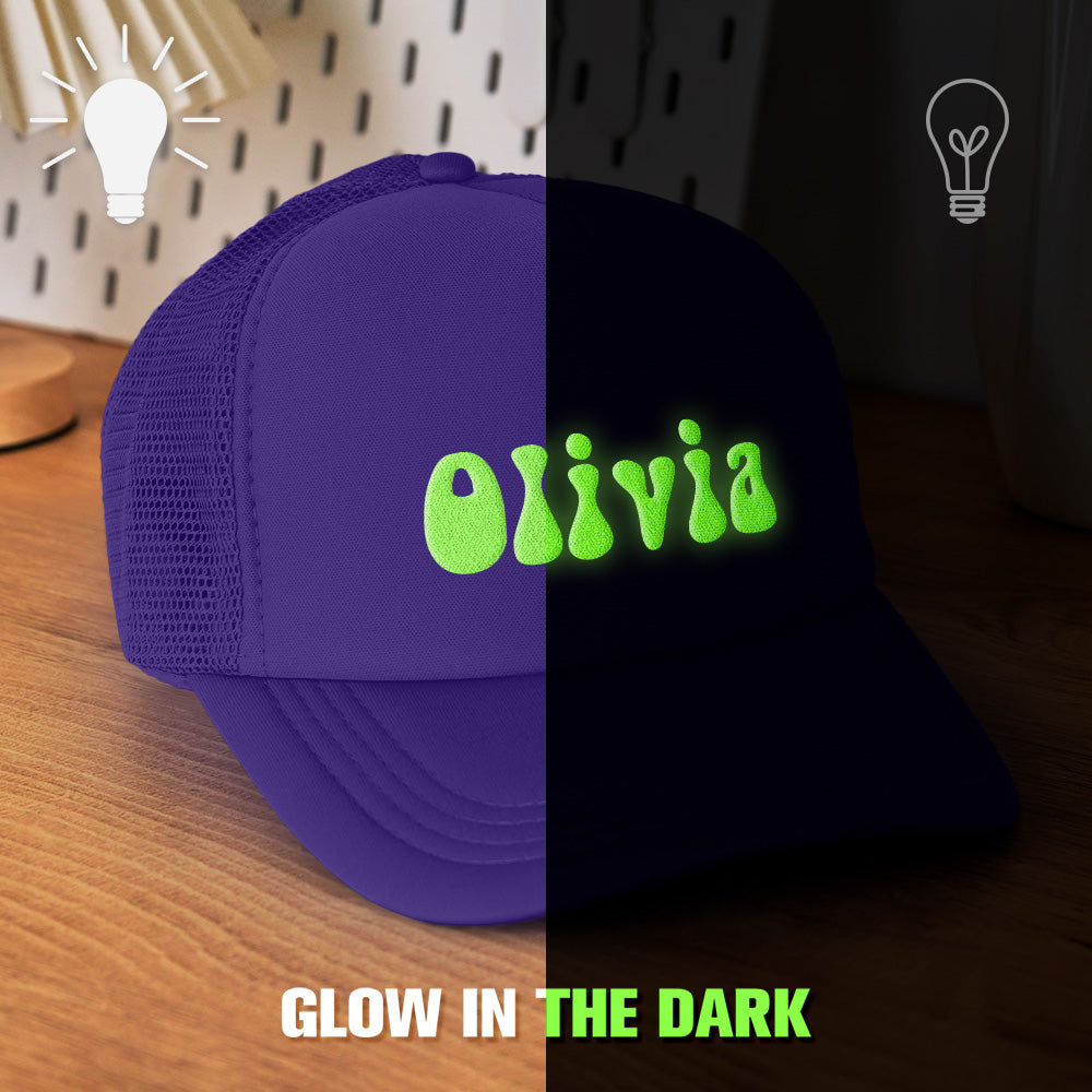 Custom Puff Print Trucker Hat Personalized Glow-in-the-dark Foam Trucker Caps for Adult Back to School Gift