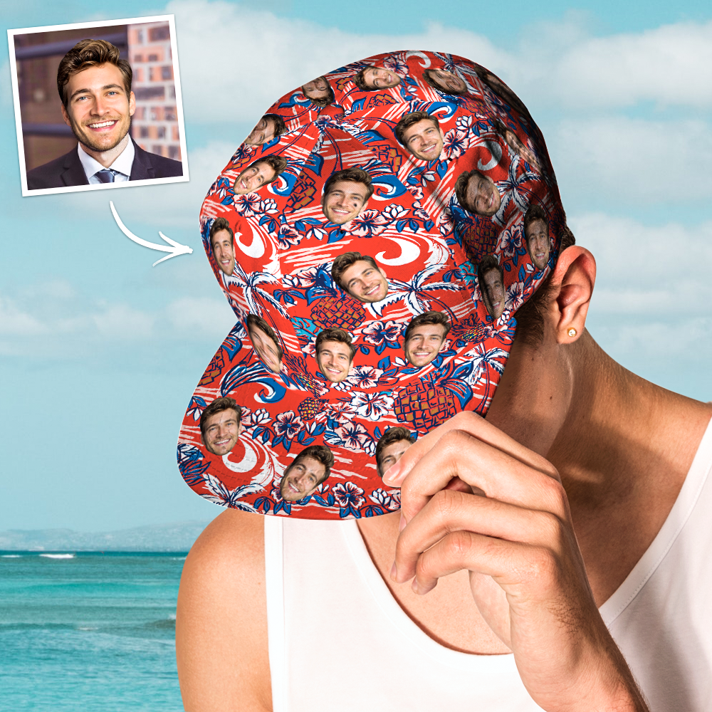 Custom Face Hawaiian Style Baseball Cap Gifts for Him