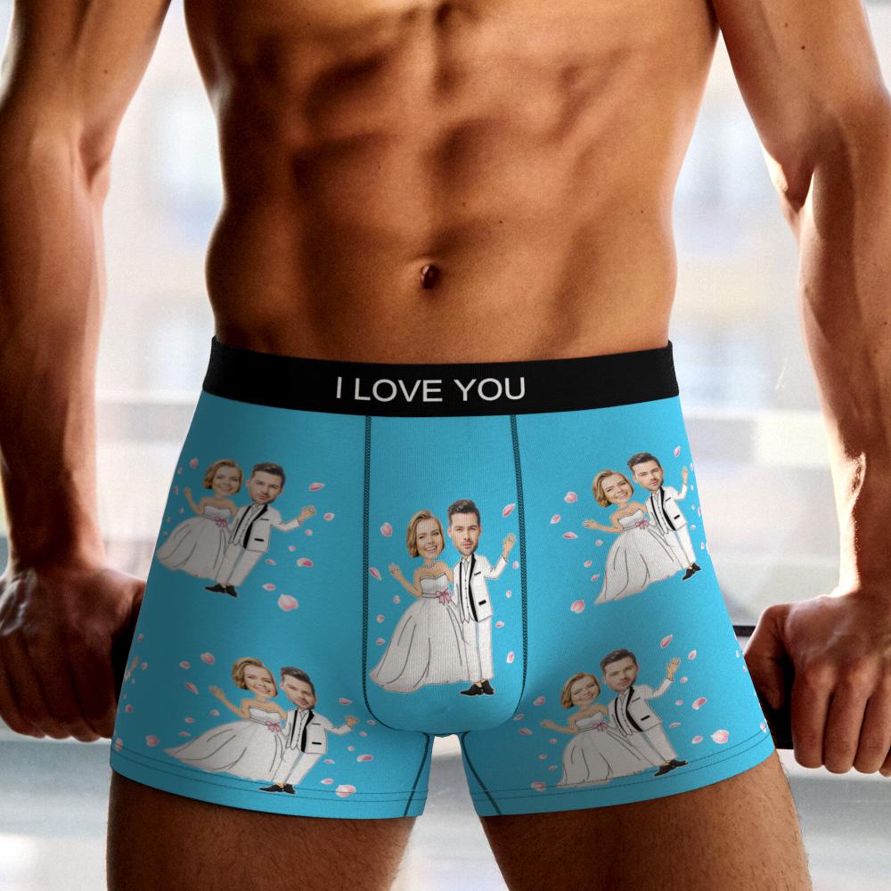 Custom Photo Boxer Double Wedding Underwear Men's Underwear Gift For Boyfriend AR View